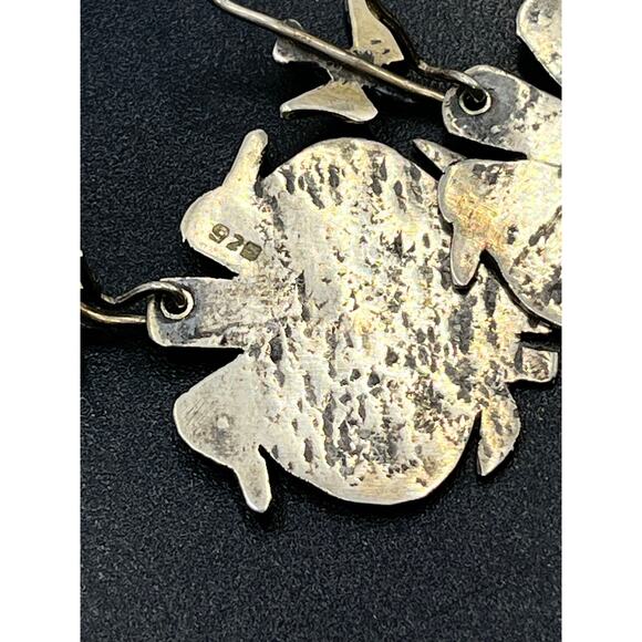 925 Sterling Silver Handcrafted Artisan Bird Double Head Bird Dangle  earrings - Picture 8 of 9